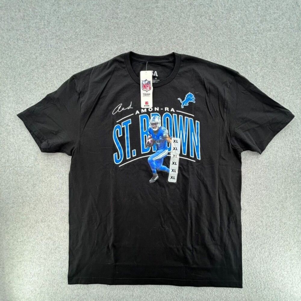 Detroit Lions Amon-Ra St. Brown Graphic Print Shirt T-shirt Mens Size XL